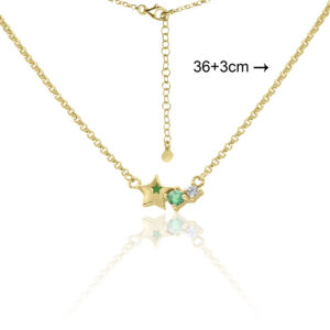 Colar Dourado Estrela com Pedra Verde | Lollipop KCGA0308-DO-VE